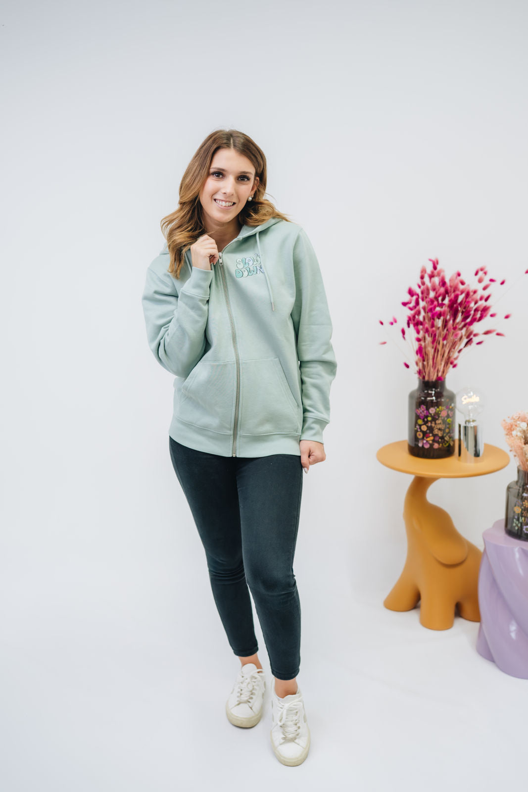 Damen Zipper-Hoodie „Slow down"