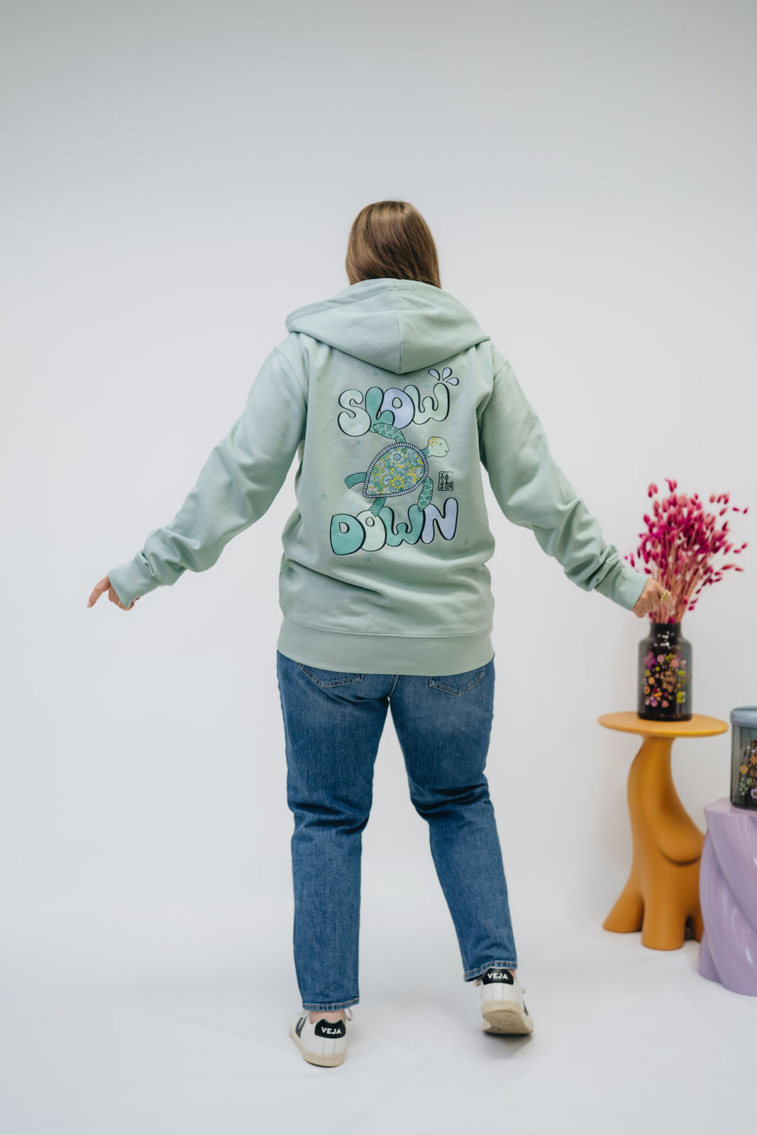 Damen Zipper-Hoodie „Slow down"