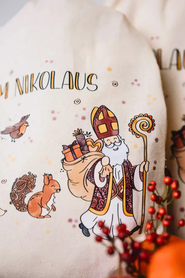 Geschenkbeutel mit Zugband "Vom Nikolaus und seinen Freunden"