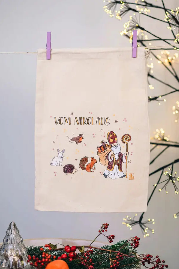 Geschenkbeutel mit Zugband "Vom Nikolaus und seinen Freunden"
