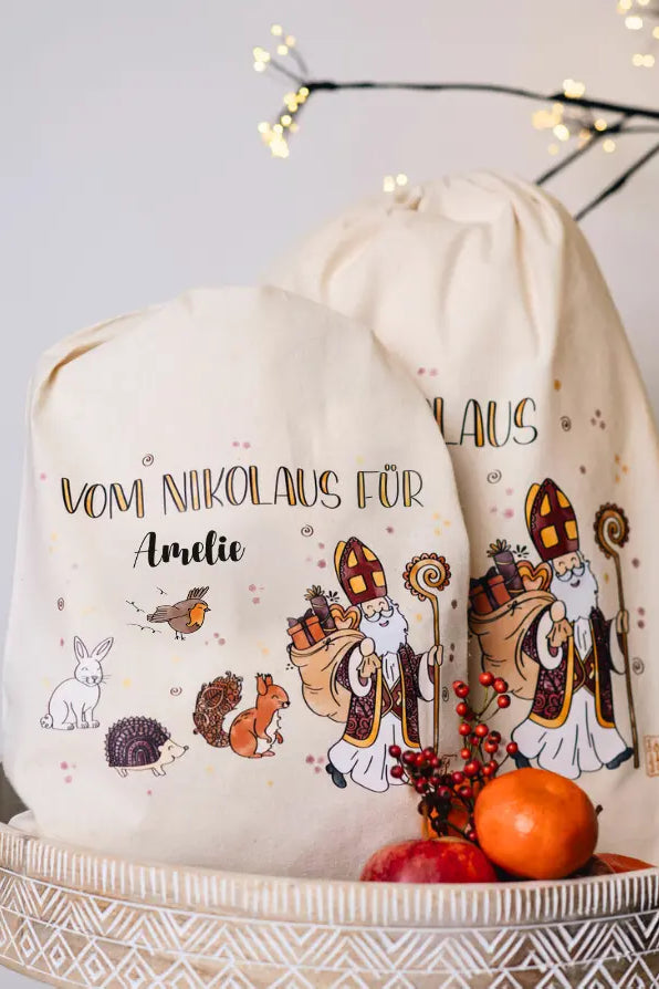Geschenkbeutel mit Zugband "Vom Nikolaus und seinen Freunden"