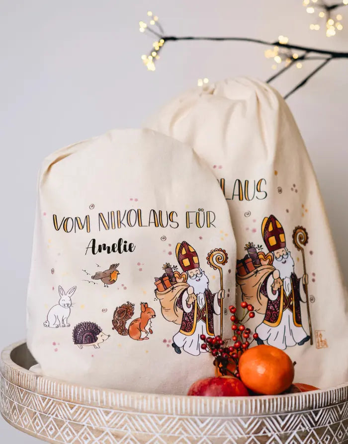 Geschenkbeutel mit Zugband "Vom Nikolaus und seinen Freunden"