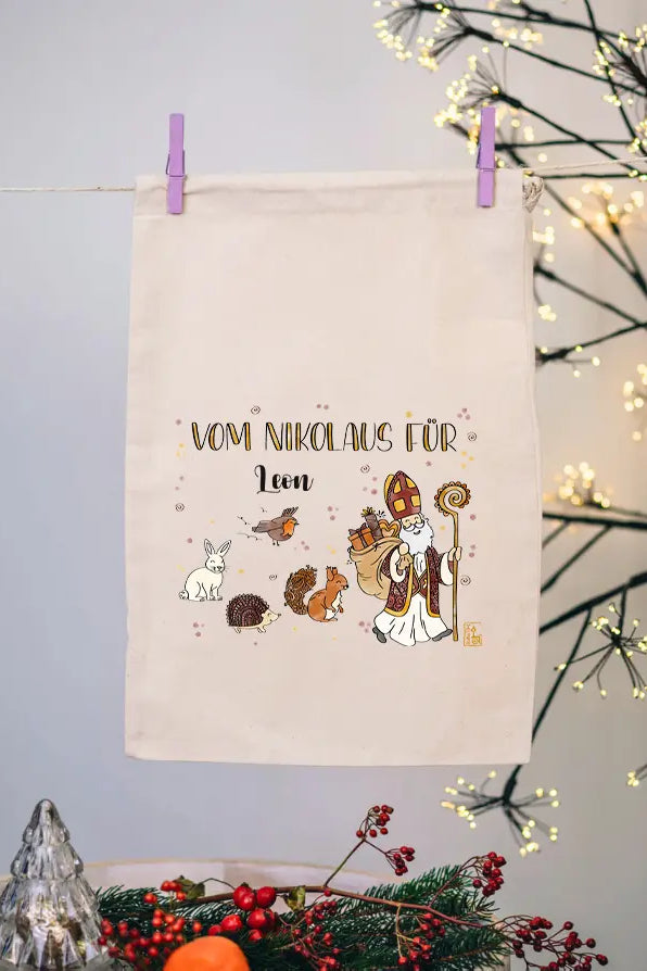 Geschenkbeutel mit Zugband "Vom Nikolaus und seinen Freunden"