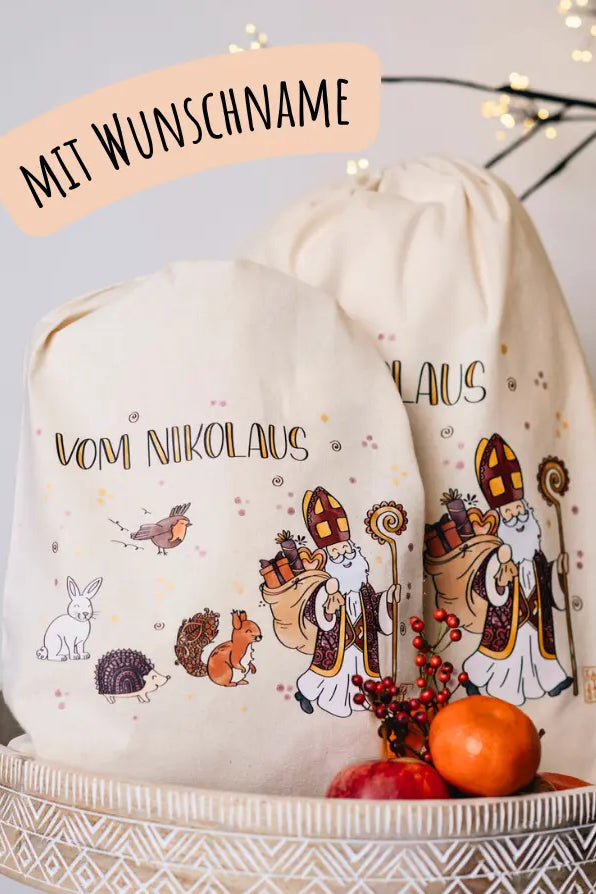 Geschenkbeutel mit Zugband "Vom Nikolaus und seinen Freunden"