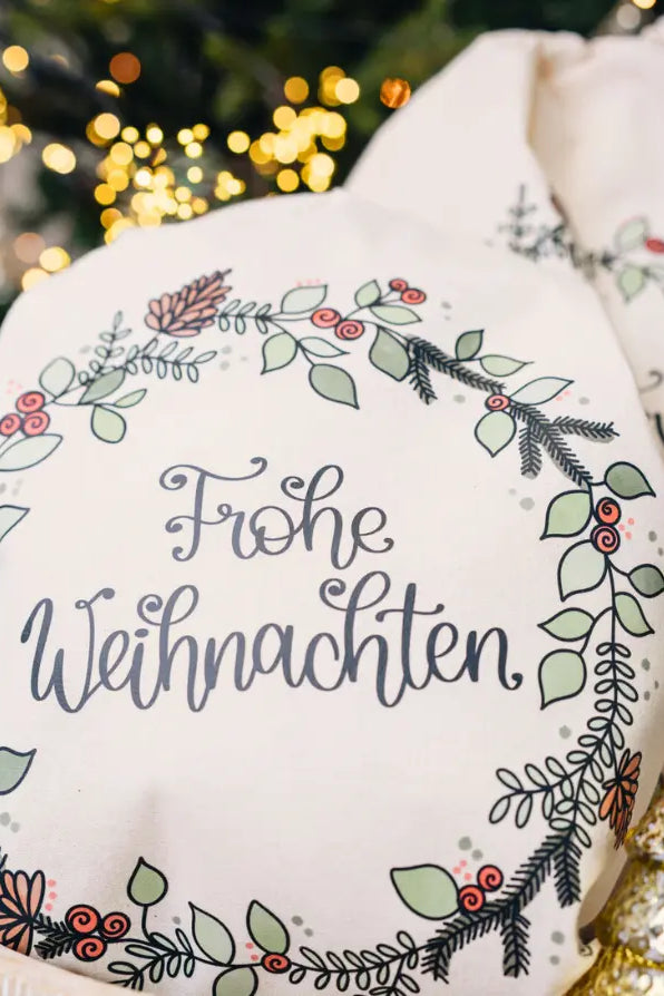Geschenkbeutel mit Zugband "Weihnachtskranz"