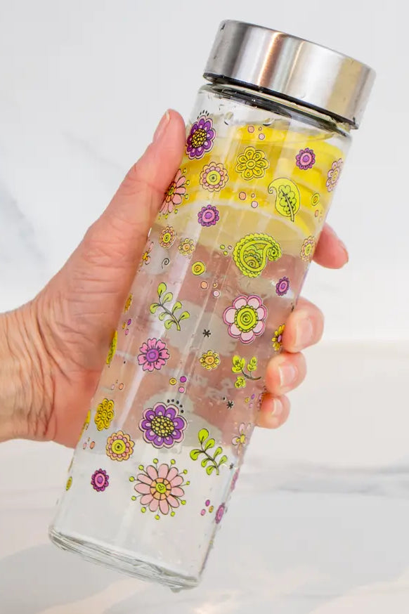 Glasflasche "Glücksblumen"