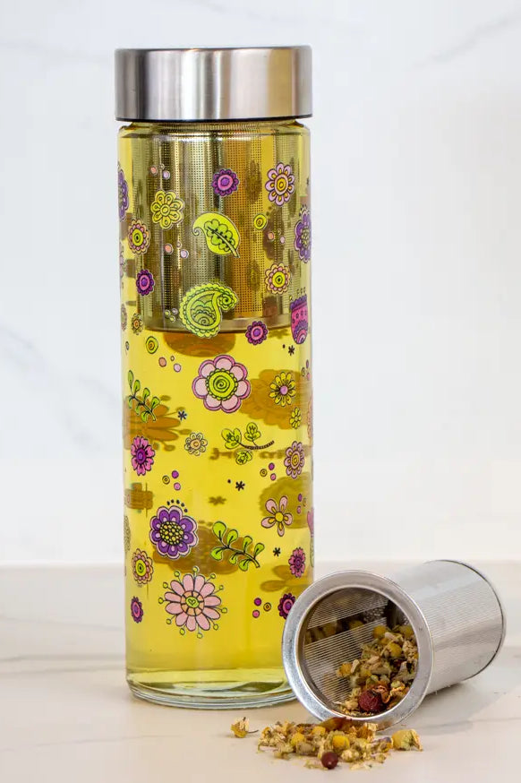 Glasflasche "Glücksblumen"