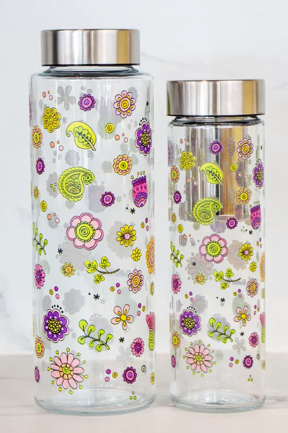 Glasflasche "Glücksblumen"