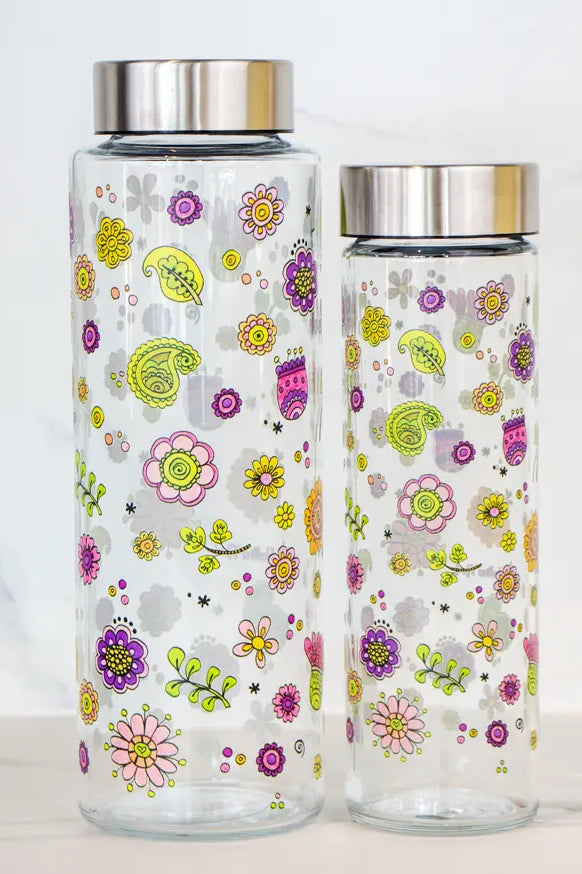 Glasflasche "Glücksblumen"