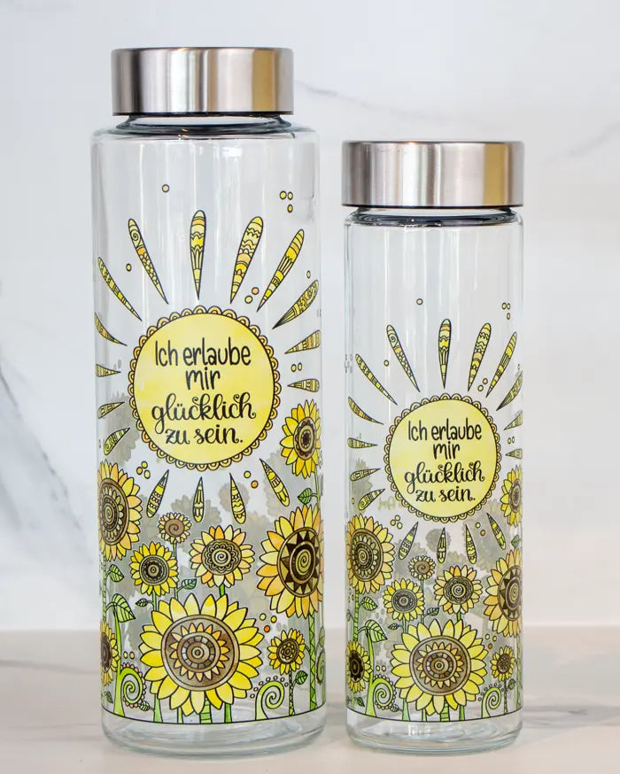 Glasflasche "Sonnenblumen"