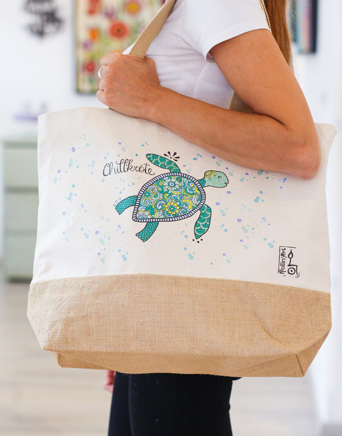 Jutetasche "Chillkröte"