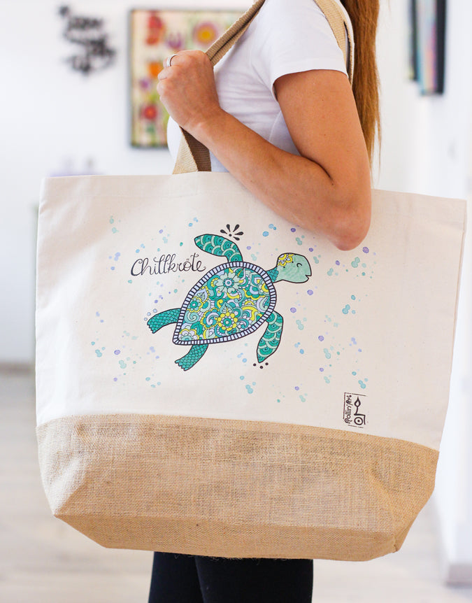 Jutetasche "Chillkröte"