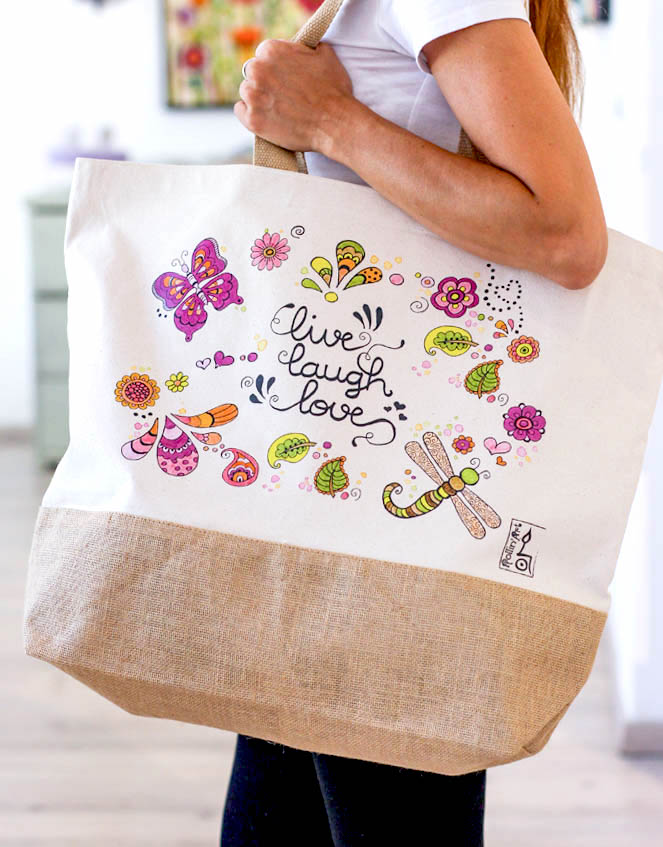 Jutetasche "Live-Laugh-Love"