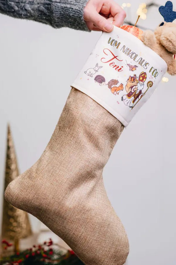 Nikolausstiefel "Nikolaus und seine Freunde" mit Wunschname