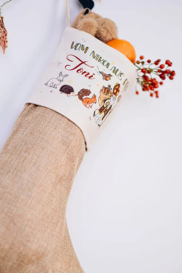 Nikolausstiefel "Nikolaus und seine Freunde" mit Wunschname