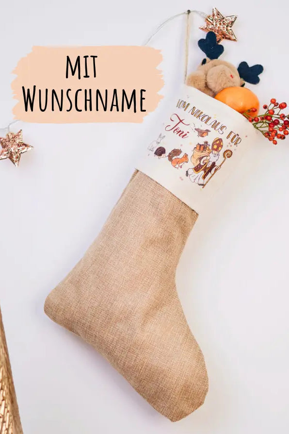 Nikolausstiefel "Nikolaus und seine Freunde" mit Wunschname