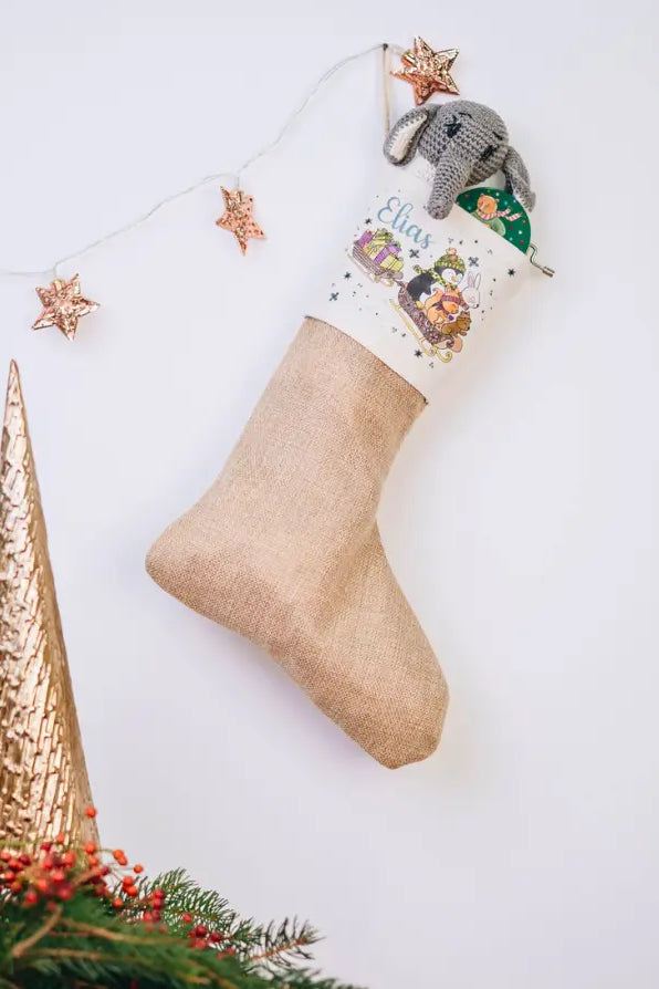 Nikolausstiefel "Schlittenfahrt" mit Wunschname