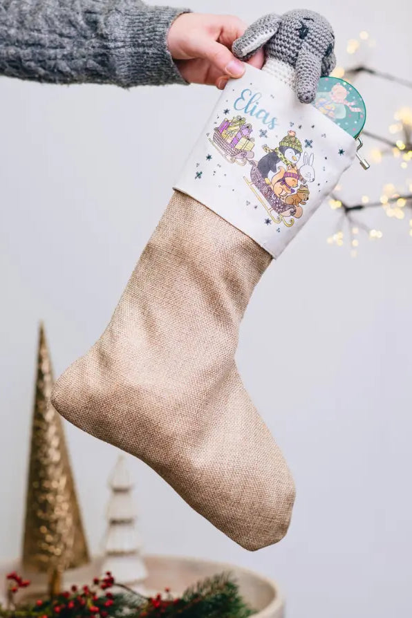 Nikolausstiefel "Schlittenfahrt" mit Wunschname