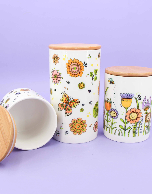3er Set Keramikdosen "Happy Flowers"