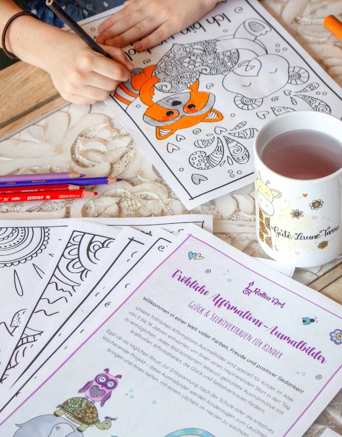 Fröhliche Affirmations-Ausmalbilder für Kinder