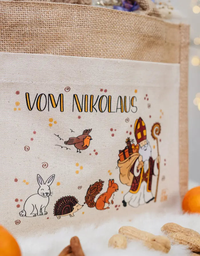 Geschenktasche Jute "Vom Nikolaus und seinen Freunden"