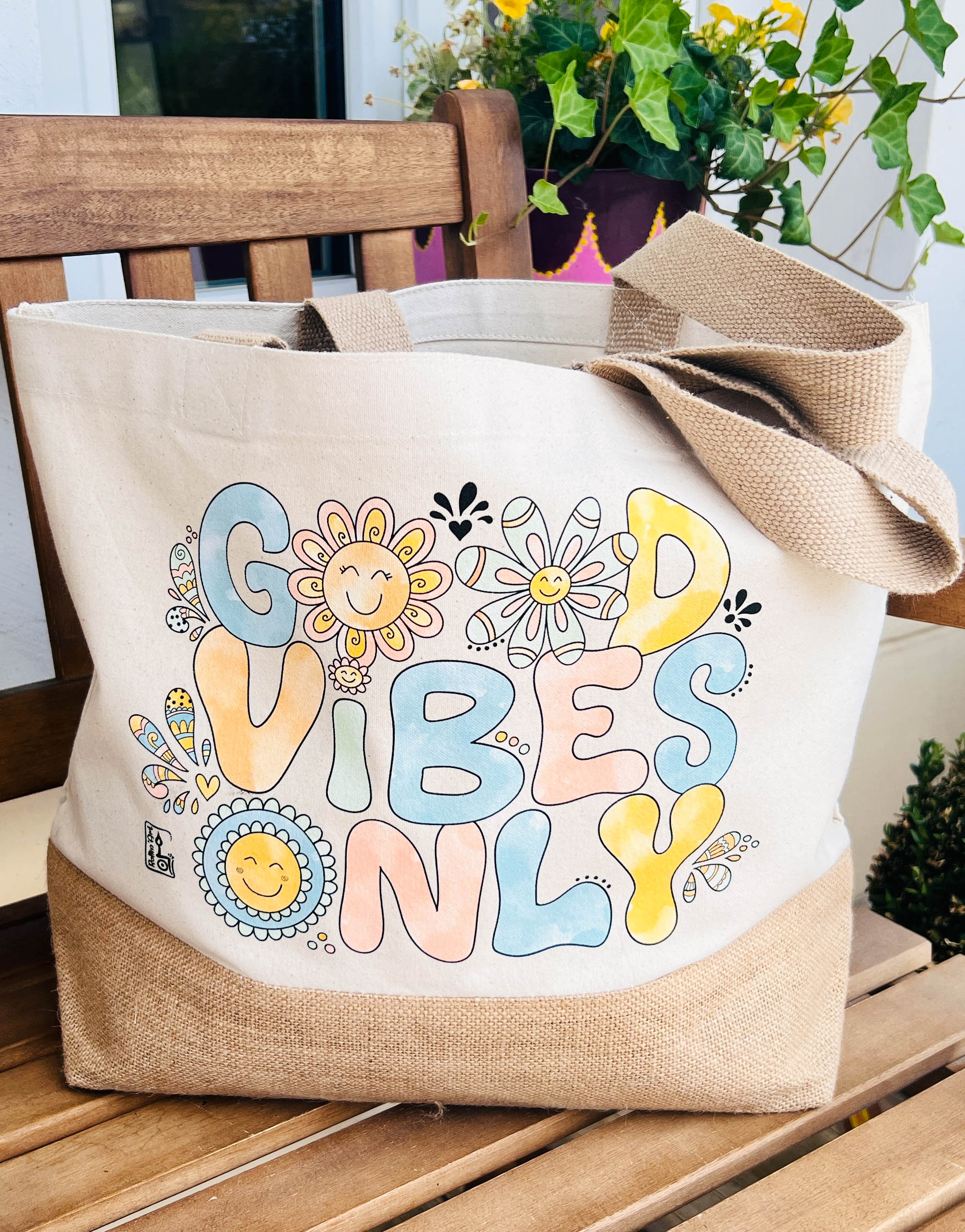 Jutetasche "Good Vibes Only"