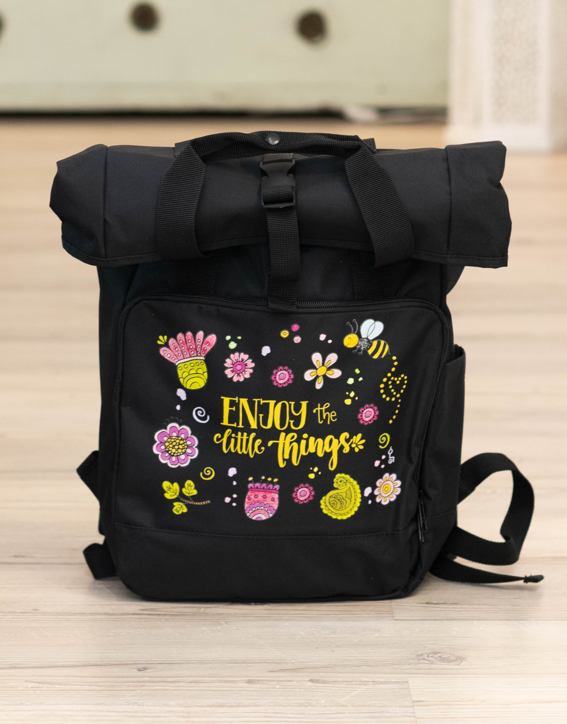 Rucksack groß Black „Enjoy the little things”